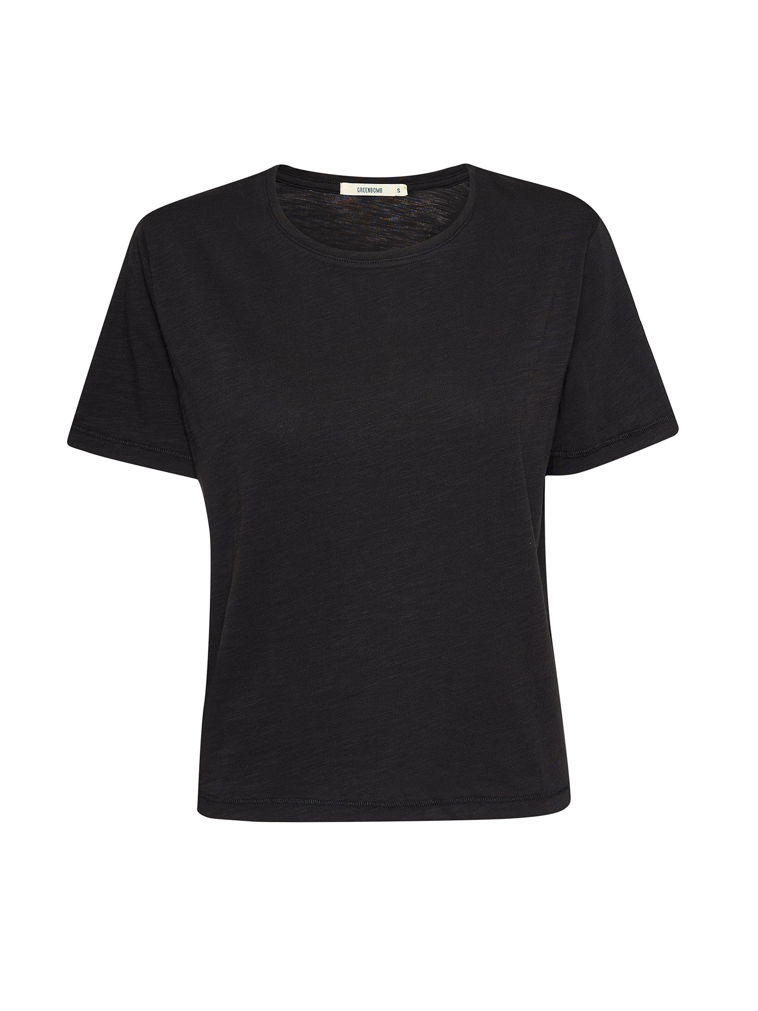Black: Kastiges T-Shirt aus Bio-Baumwolle für Damen [24909]