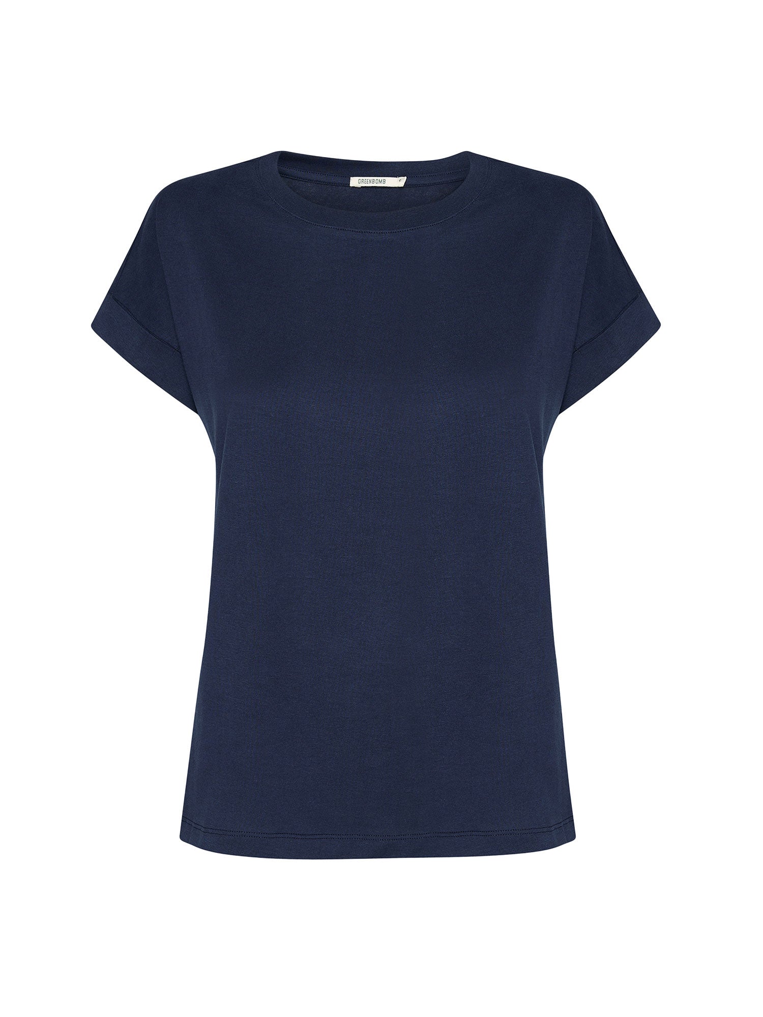 Navy: Sportliches T-Shirt aus Bio-Baumwolle mit Rollup Sleeve für Damen [24924]