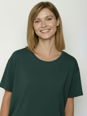 Petrol Green: Lässiges T-Shirt aus Bio-Baumwoll-Mix für Damen [24976]