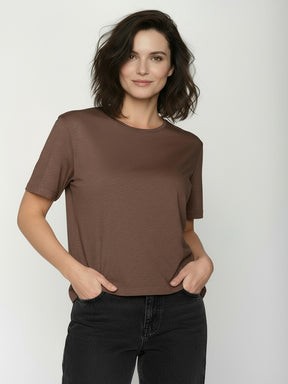 Earth Wood: Kastiges T-Shirt aus Bio-Baumwolle für Damen [25030]