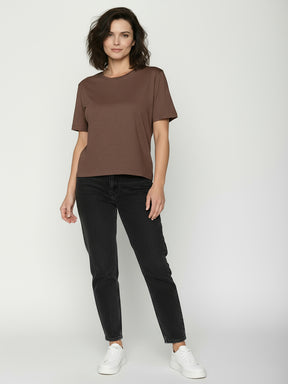 Earth Wood: Kastiges T-Shirt aus Bio-Baumwolle für Damen [25032]