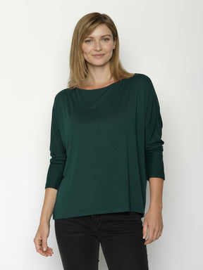 Petrol Green: Gemütliches Longsleeve aus Viskose (LENZING™ ECOVERO™) Mix für Damen [25070]