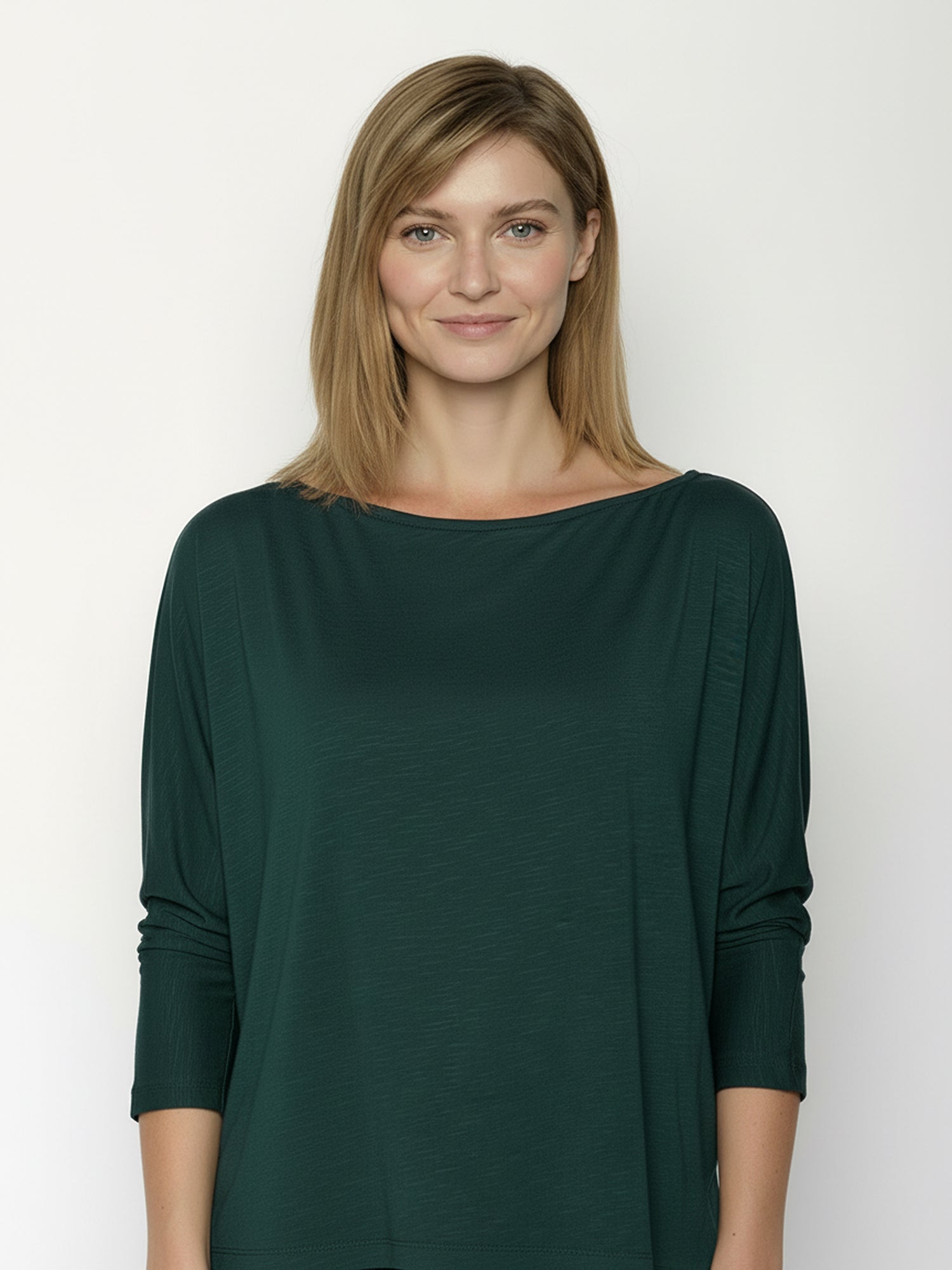 Petrol Green: Gemütliches Longsleeve aus Viskose (LENZING™ ECOVERO™) Mix für Damen [25071]