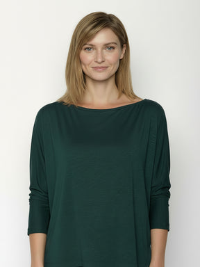 Petrol Green: Gemütliches Longsleeve aus Viskose (LENZING™ ECOVERO™) Mix für Damen [25071]