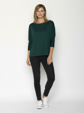 Petrol Green: Gemütliches Longsleeve aus Viskose (LENZING™ ECOVERO™) Mix für Damen [25072]