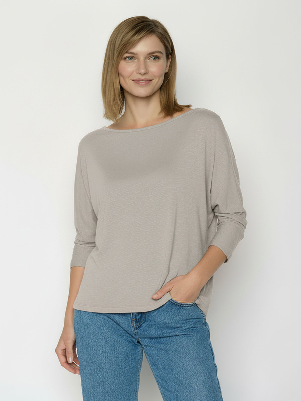 Sandstone: Gemütliches Longsleeve aus Viskose (LENZING™ ECOVERO™) Mix für Damen [25075]
