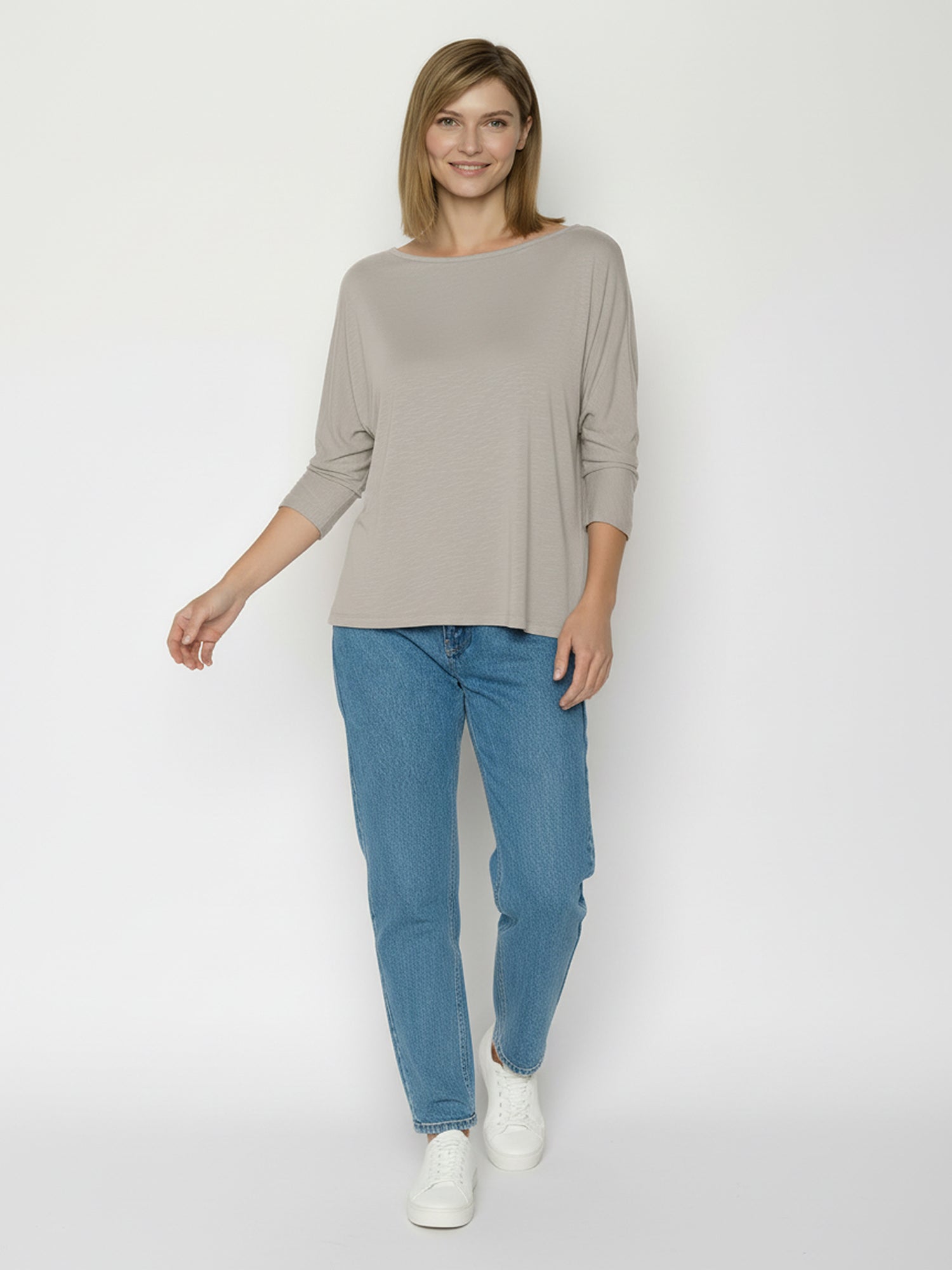 Sandstone: Gemütliches Longsleeve aus Viskose (LENZING™ ECOVERO™) Mix für Damen [25077]