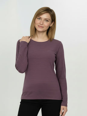 Moorberry Stripes: Sportliches Longsleeve aus Bio-Baumwolle für Damen [25105]