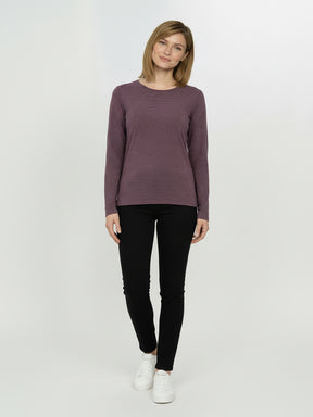 Moorberry Stripes: Sportliches Longsleeve aus Bio-Baumwolle für Damen [25107]