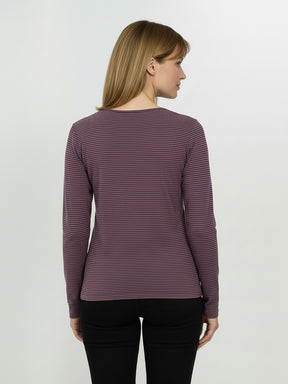 Moorberry Stripes: Sportliches Longsleeve aus Bio-Baumwolle für Damen [25108]