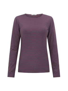 Moorberry Stripes: Sportliches Longsleeve aus Bio-Baumwolle für Damen [25109]