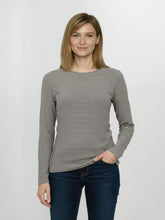 Sandstone Stripes: Sportliches Longsleeve aus Bio-Baumwolle für Damen [25110]