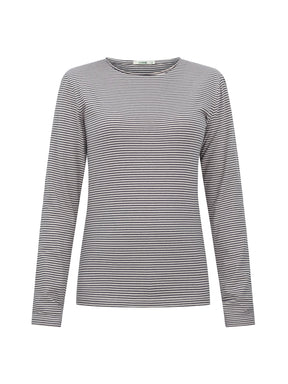Sandstone Stripes: Sportliches Longsleeve aus Bio-Baumwolle für Damen [25114]