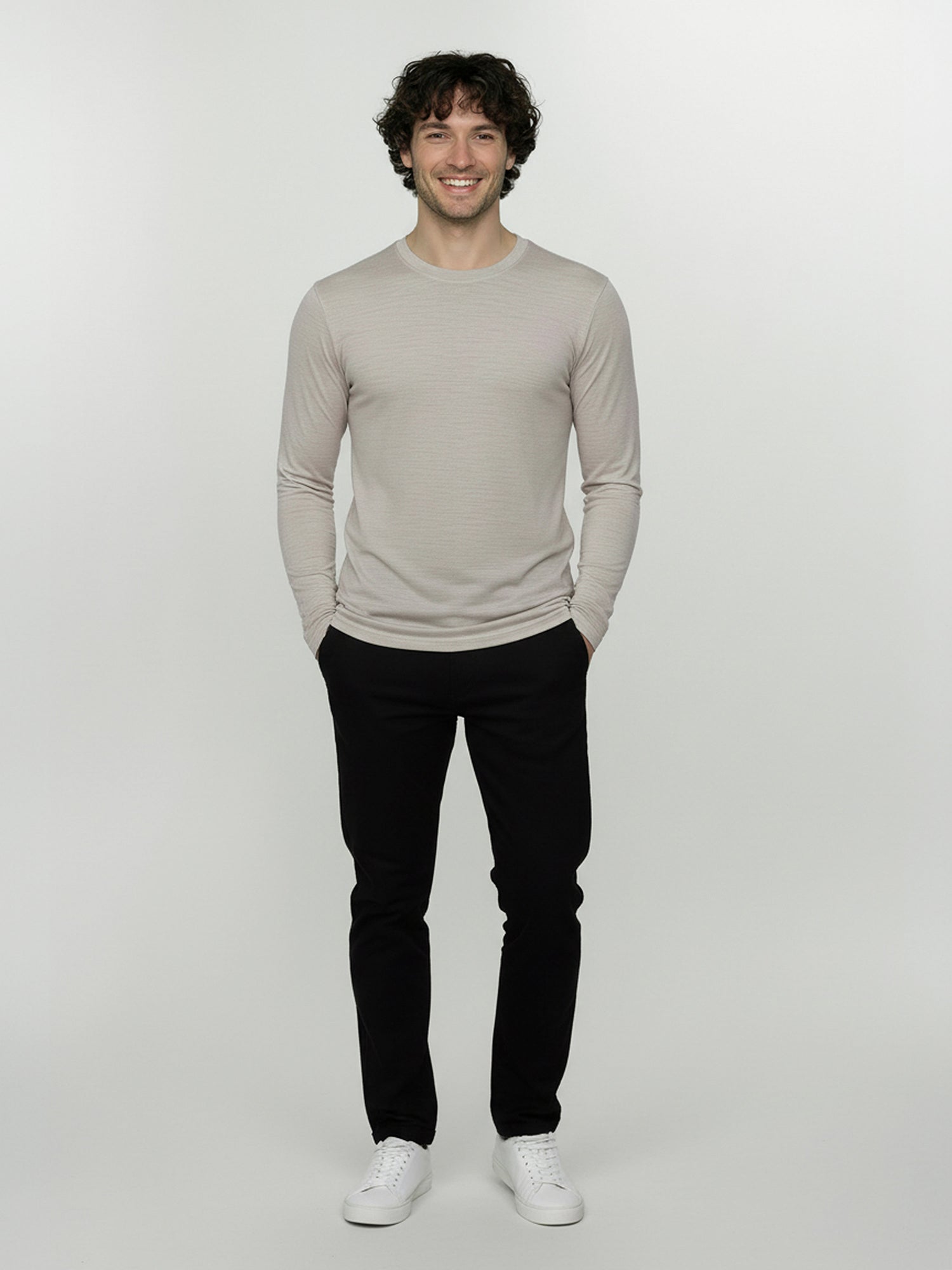 Sandstone: Funktionales Longsleeve aus Merino-Wolle für Herren [25132]