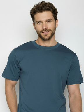 Blue Pine: Lässiges Oversize-T-Shirt aus Bio-Baumwolle für Herren [25141]