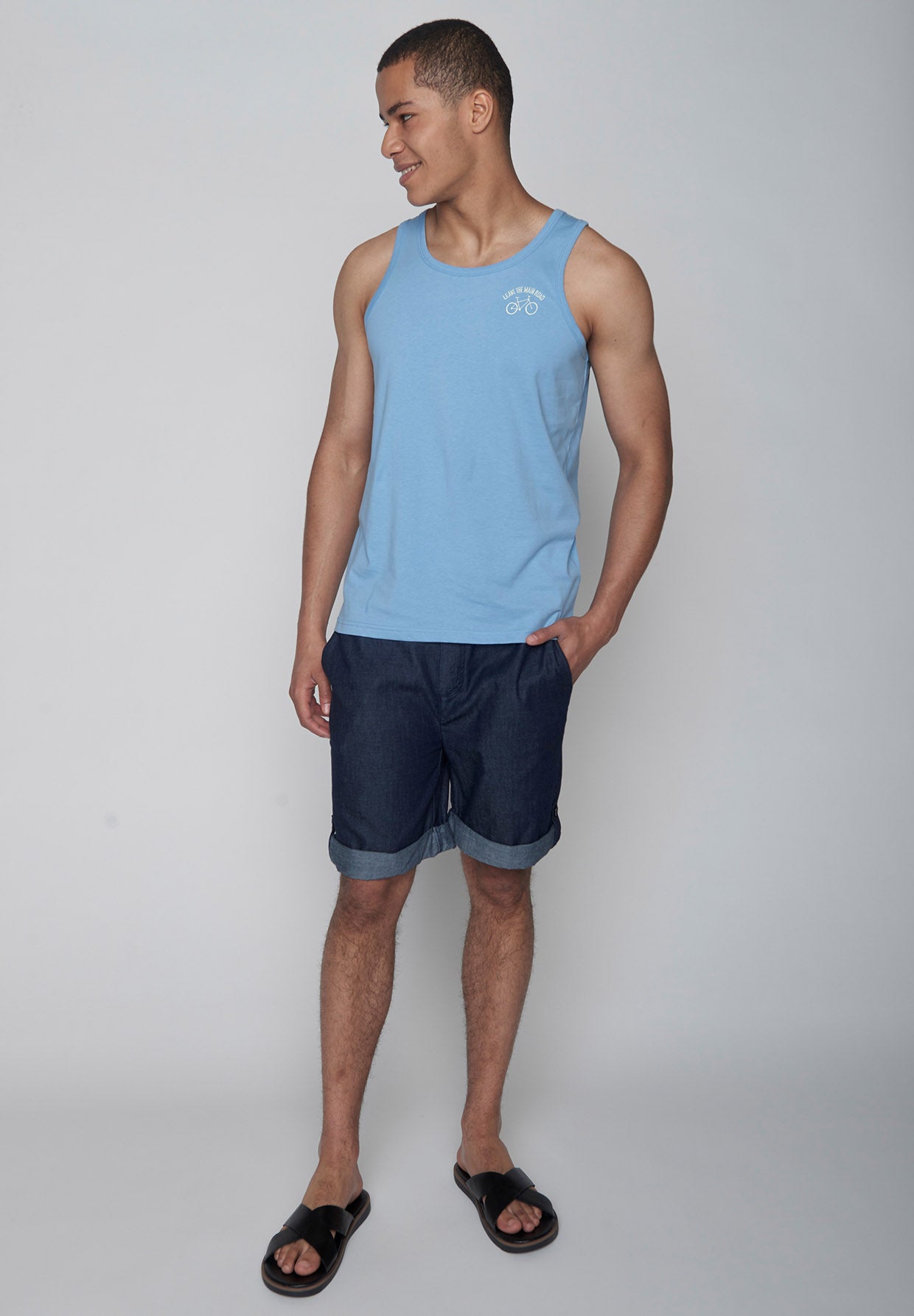 Blauer Sommerliches Tanktop aus Bio-Baumwolle für Herren (3)