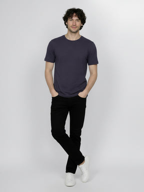 Purple Blue Stripes: Sportliches T-Shirt aus Bio-Baumwolle für Herren [25233]