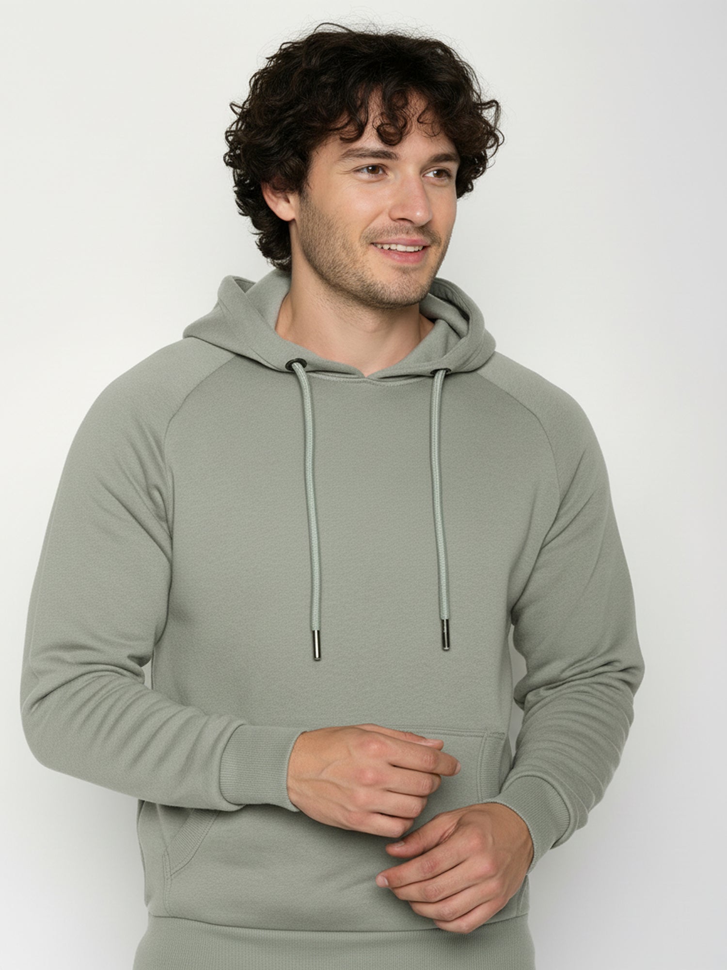 Moos Mint: Hoodie aus Bio-Baumwolle mit Raglan-Arm für Herren [25272]