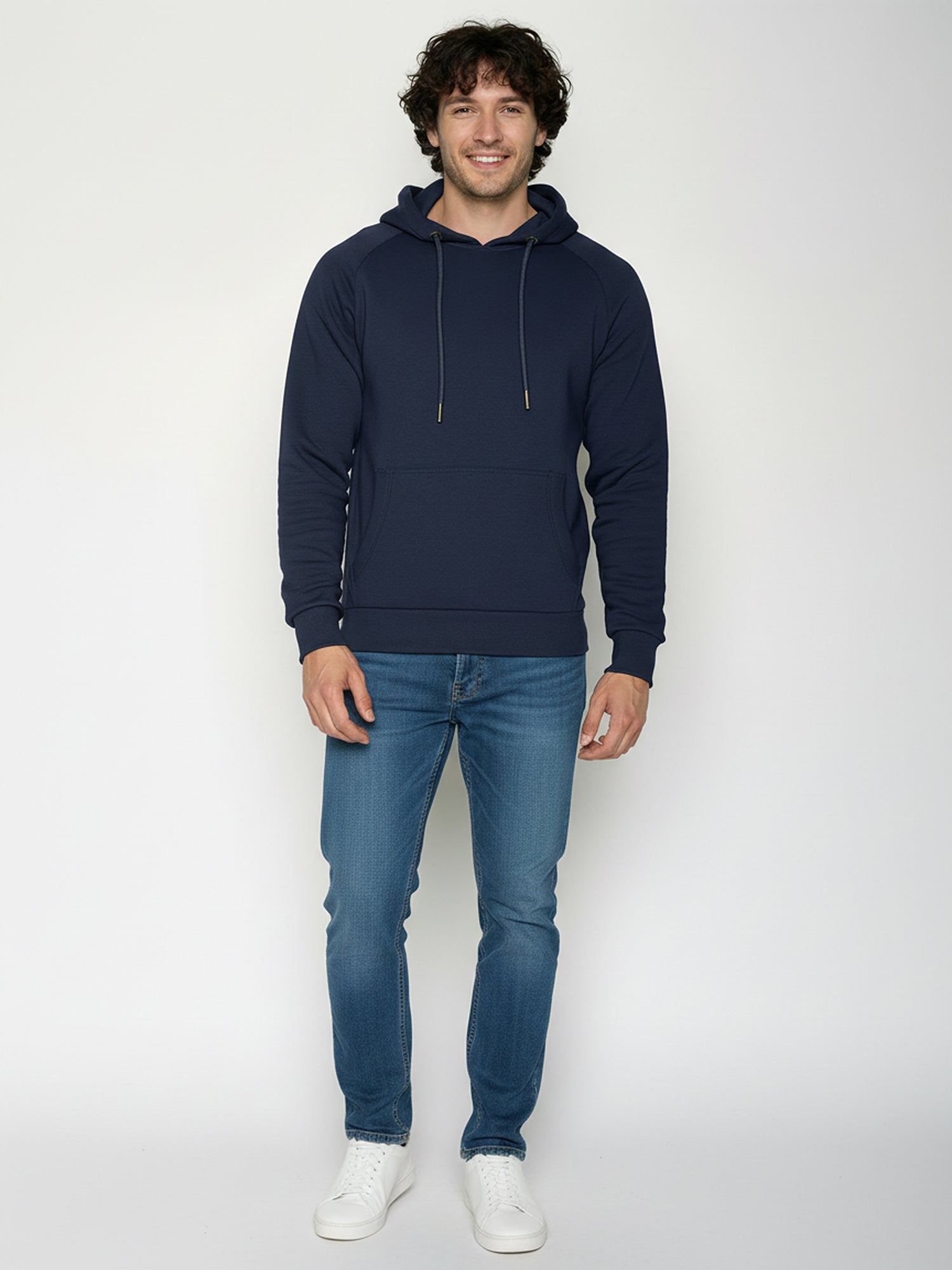 Navy: Hoodie aus Bio-Baumwolle mit Raglan-Arm für Herren [25278]