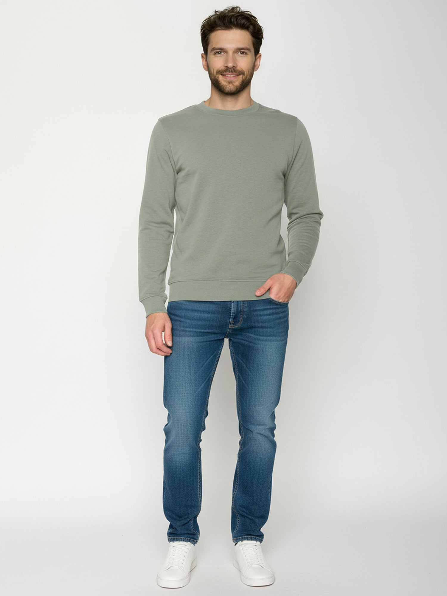 Moos Mint: Gemütliches Sweatshirt aus Bio-Baumwolle für Herren [25293]