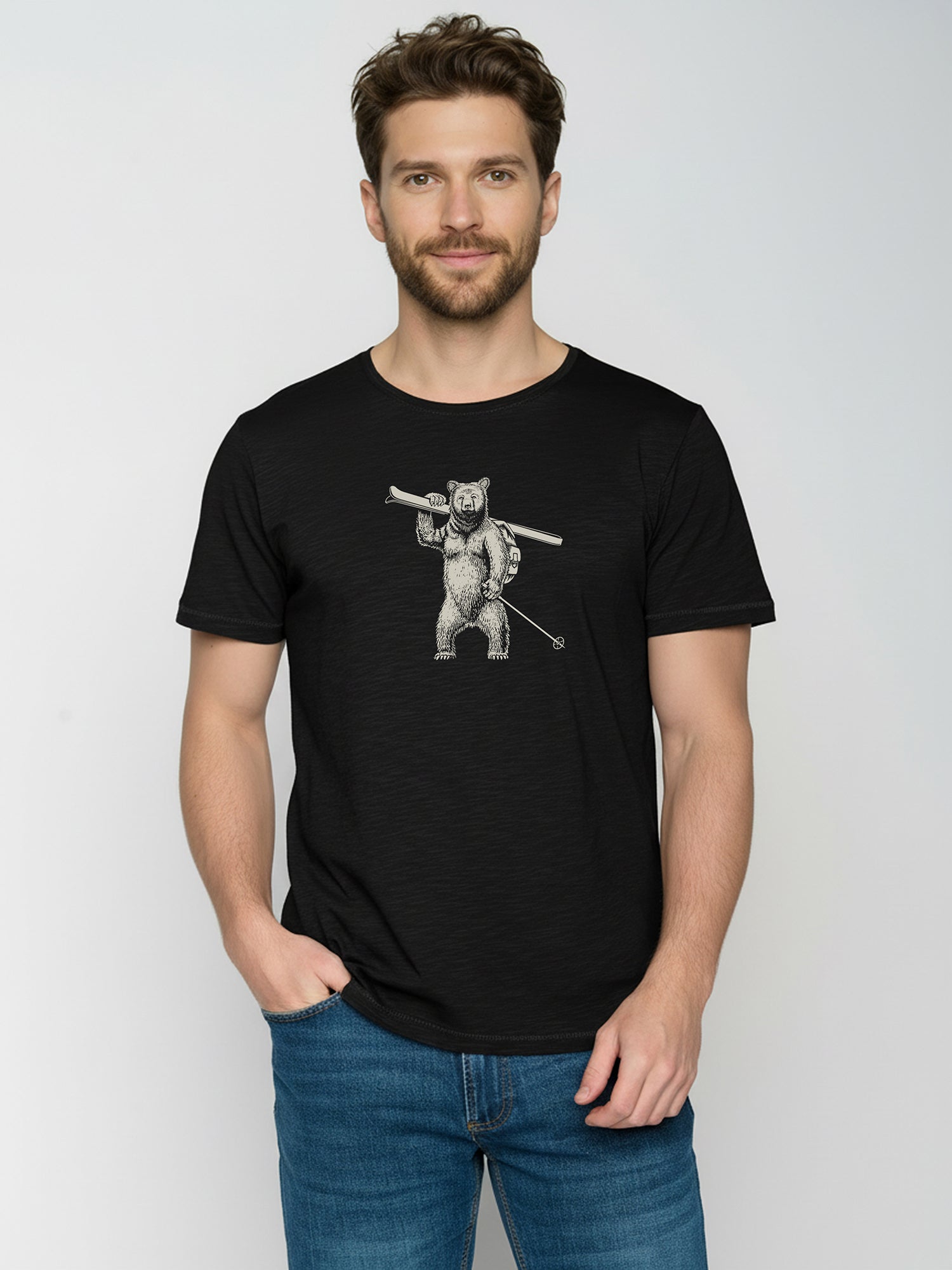 Black: Sportliches T-Shirt aus Bio-Baumwolle für Herren [25846]