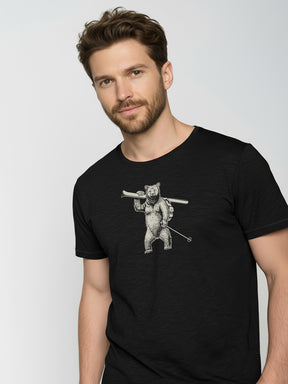 Black: Sportliches T-Shirt aus Bio-Baumwolle für Herren [25847]