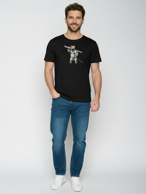 Black: Sportliches T-Shirt aus Bio-Baumwolle für Herren [25848]