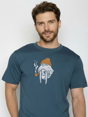 Blue Pine: Lässiges Oversize-T-Shirt aus Bio-Baumwolle für Herren [25867]