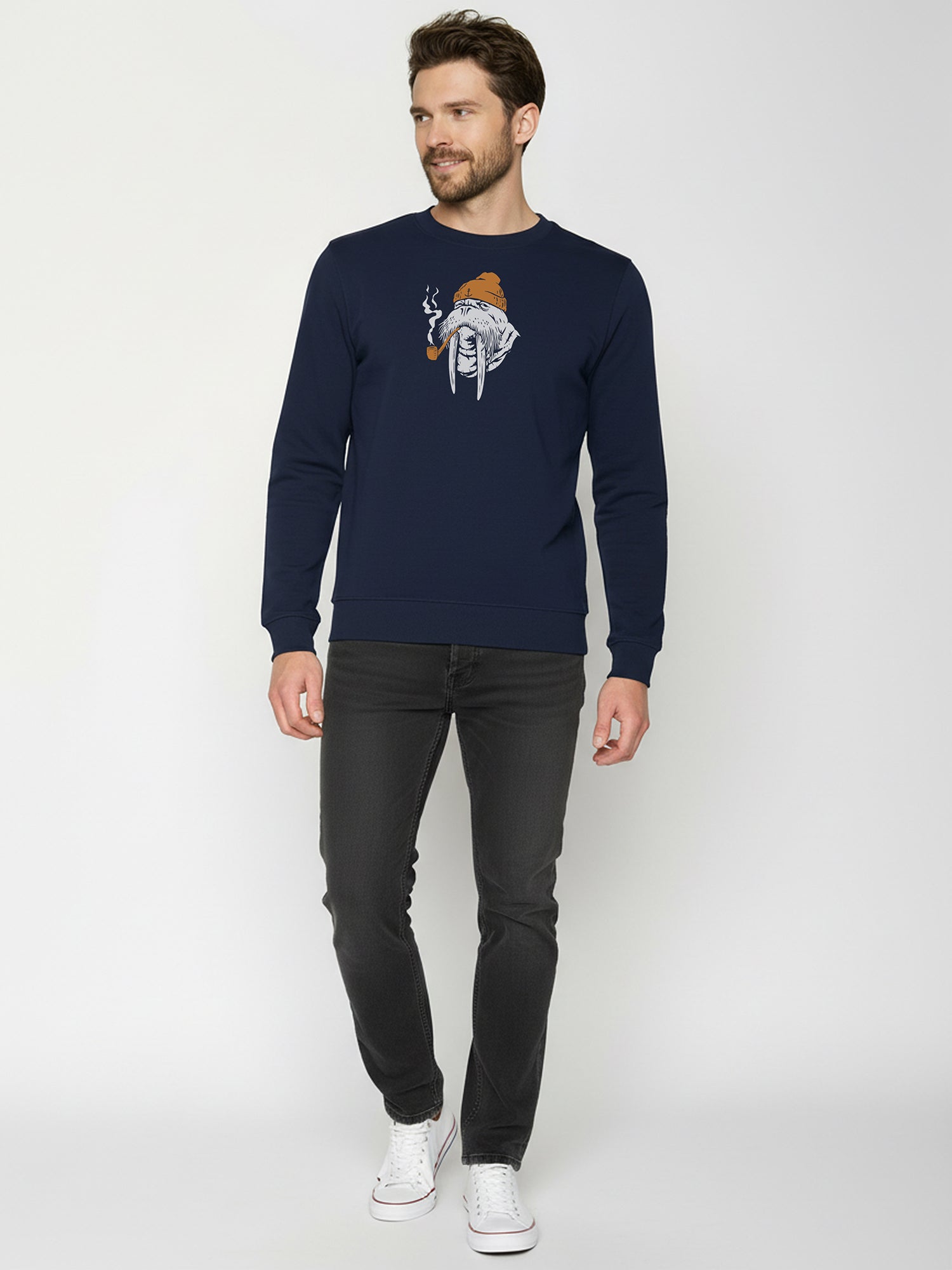 Navy: Gemütliches Sweatshirt aus Bio-Baumwolle für Herren [25873]