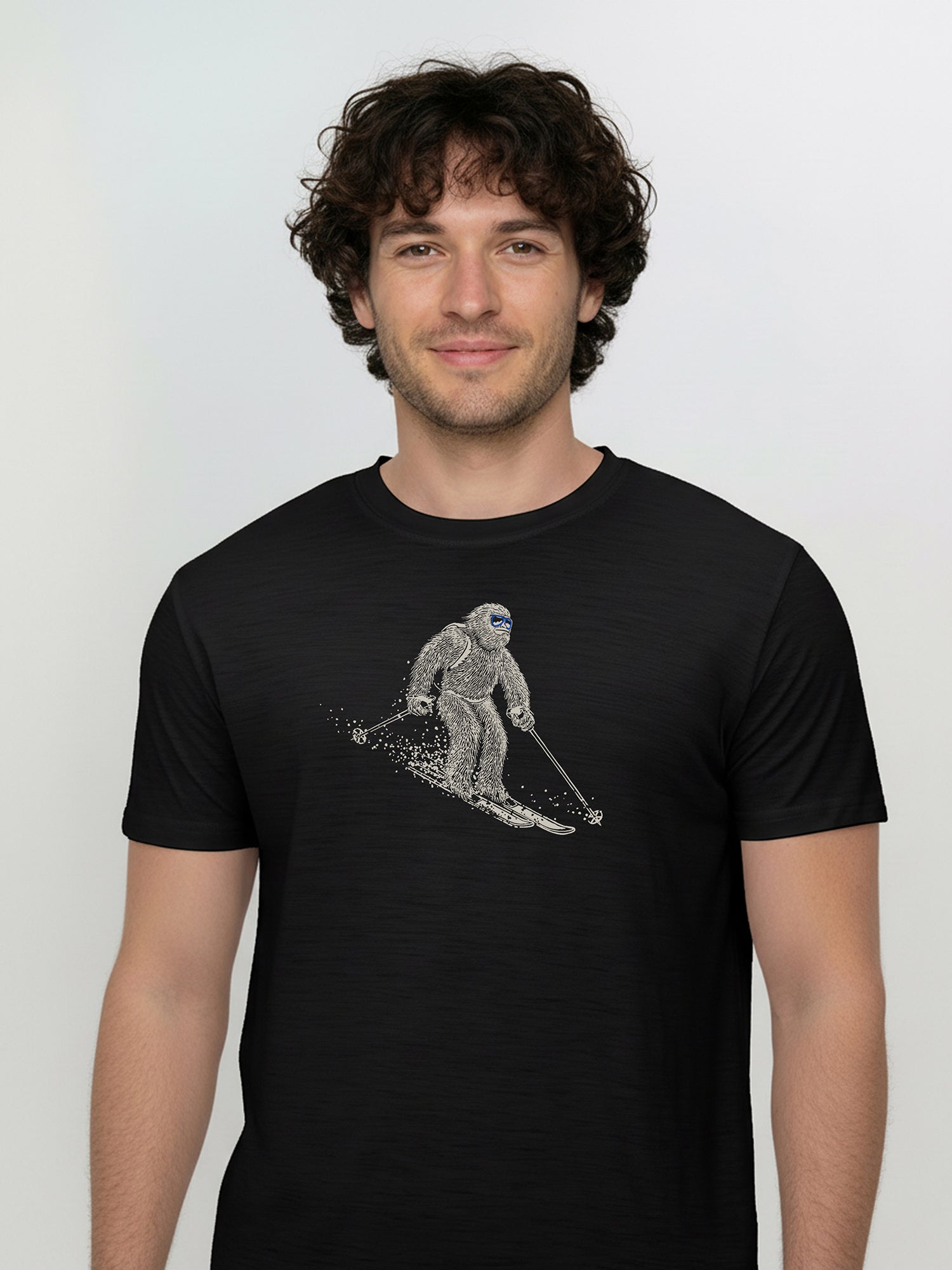 Black: Funktionales T-Shirt aus Merino-Wolle für Herren [25897]