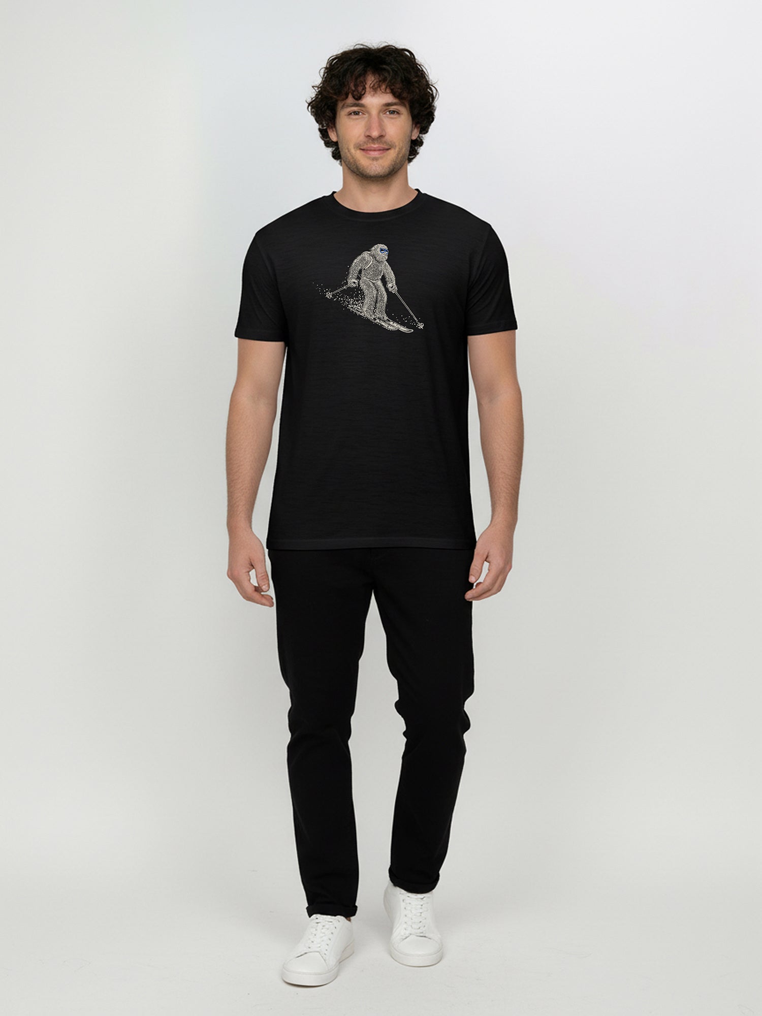 Black: Funktionales T-Shirt aus Merino-Wolle für Herren [25898]