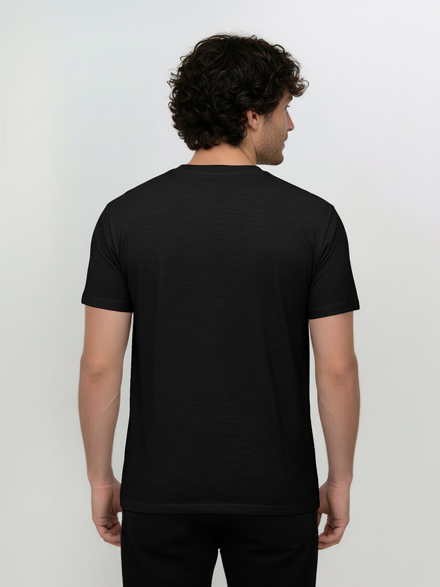 Black: Funktionales T-Shirt aus Merino-Wolle für Herren [25899]