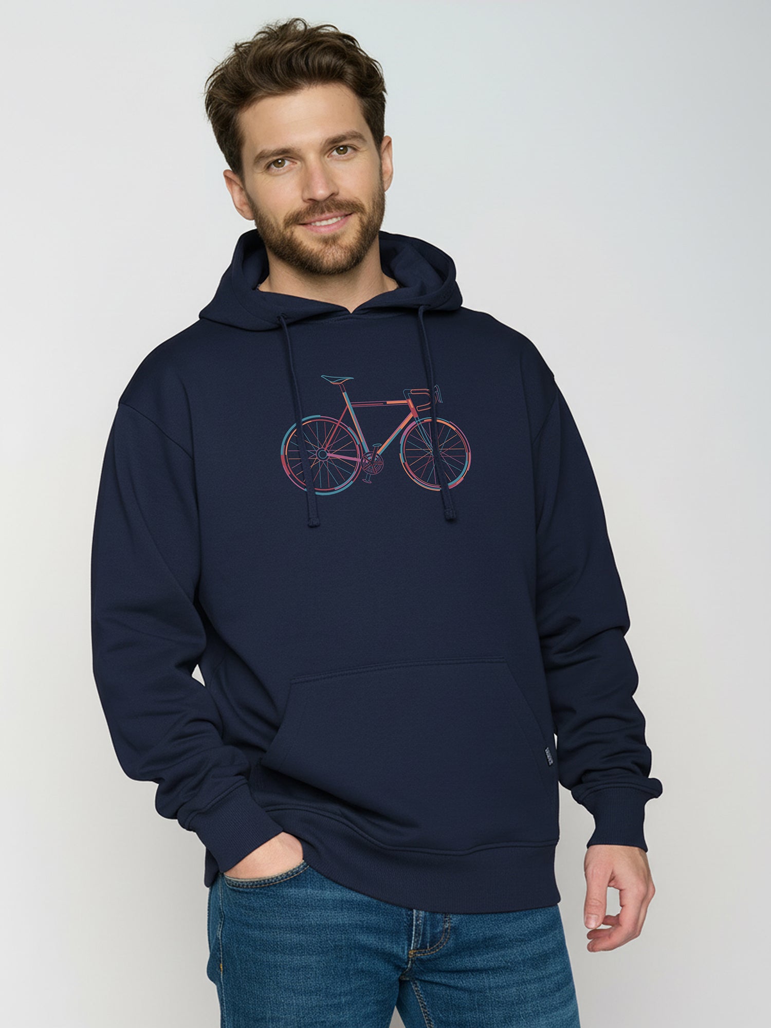 Navy: Gemütlicher Hoodie aus Bio-Baumwolle für Herren [25901]