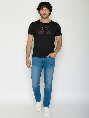 Black: Sportliches T-Shirt aus Bio-Baumwolle für Herren [25918]