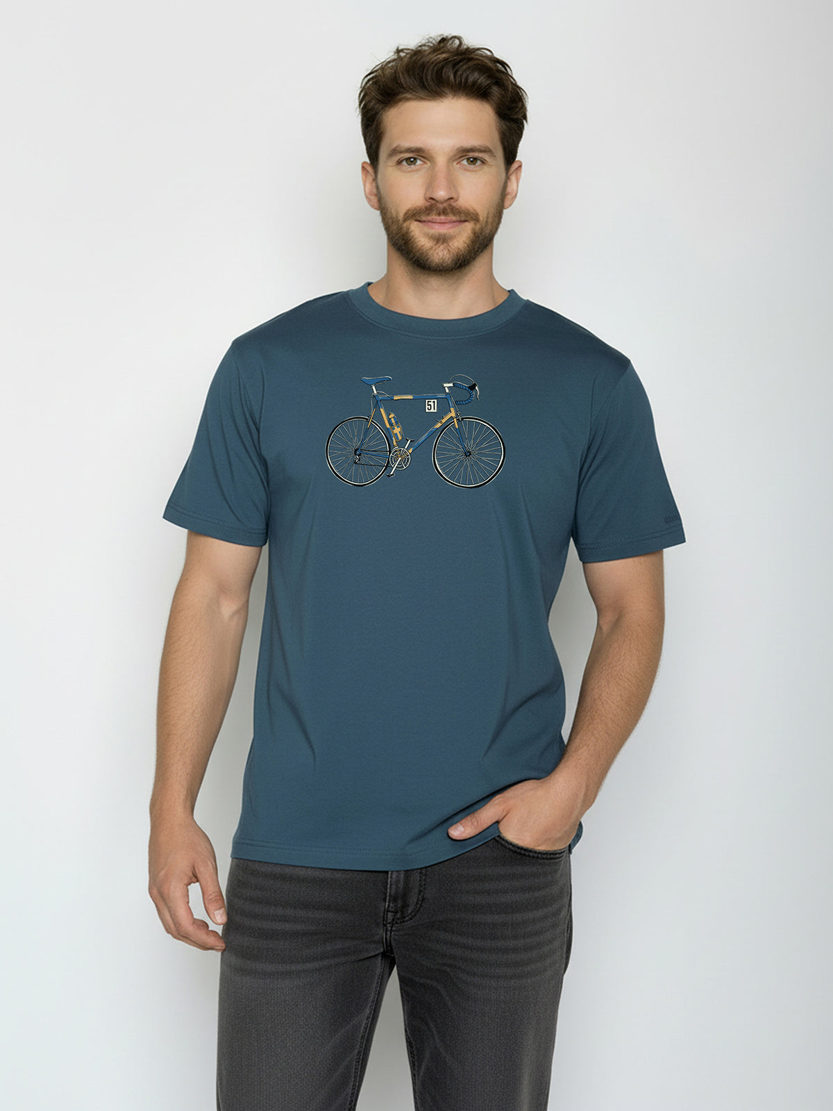 Blue Pine: Lässiges Oversize-T-Shirt aus Bio-Baumwolle für Herren [25962]