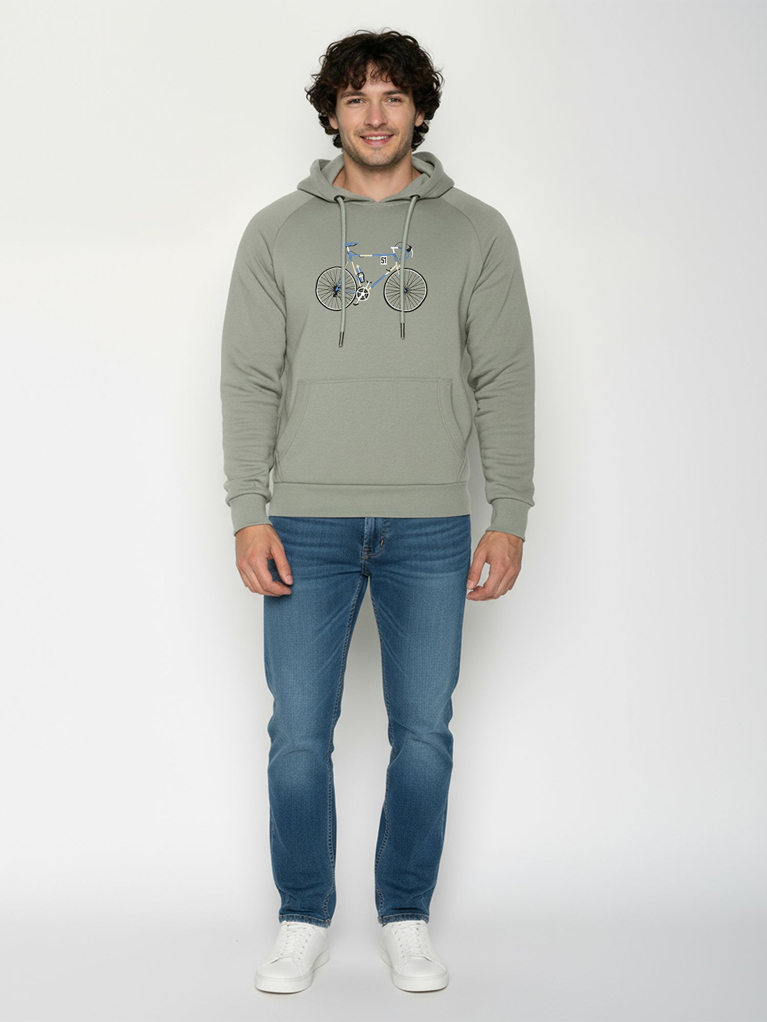Moos Mint: Hoodie aus Bio-Baumwolle mit Raglan-Arm für Herren [25979]