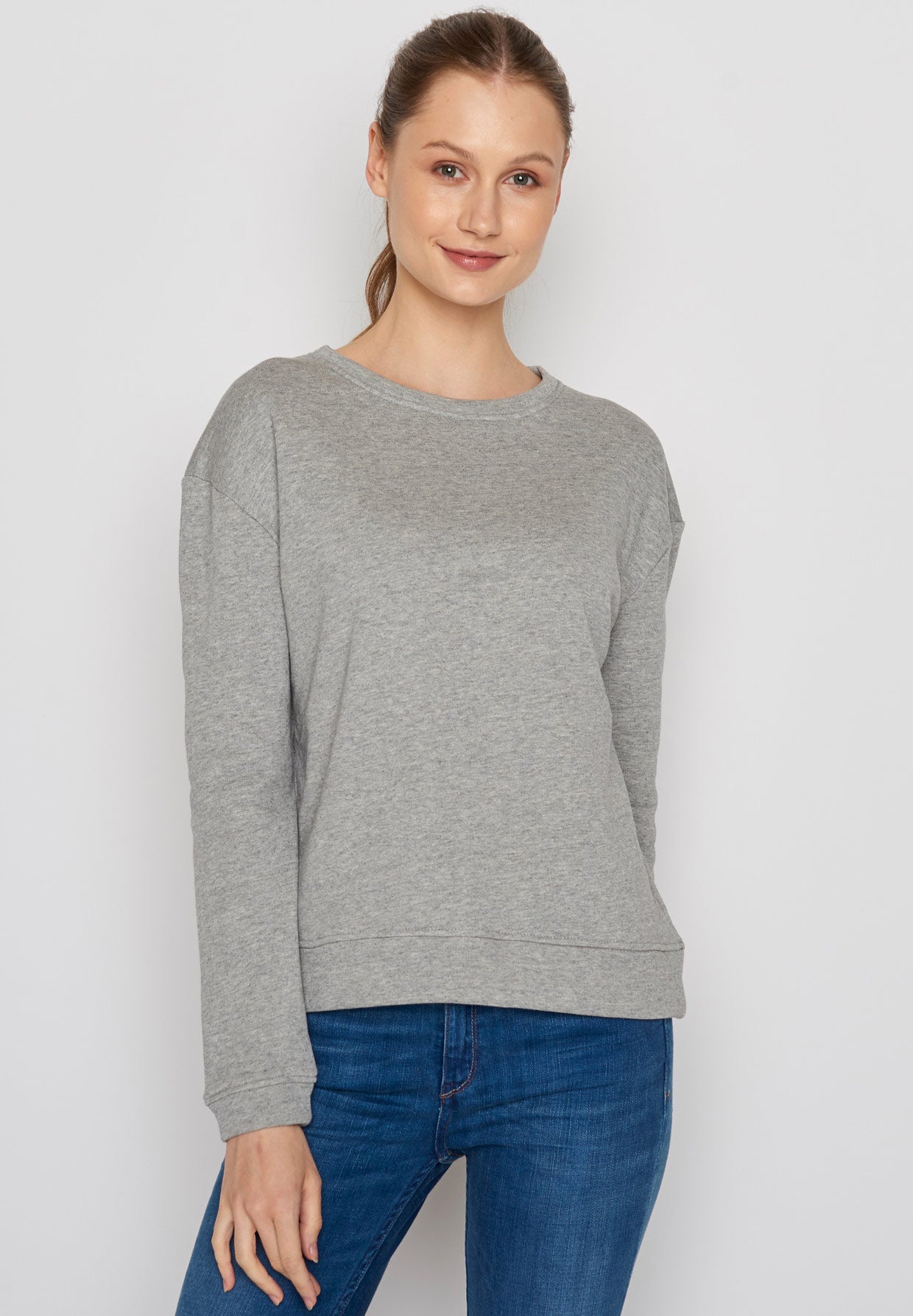 Heather Grey: Gemütliches Sweatshirt aus Bio-Baumwolle für Damen [233]