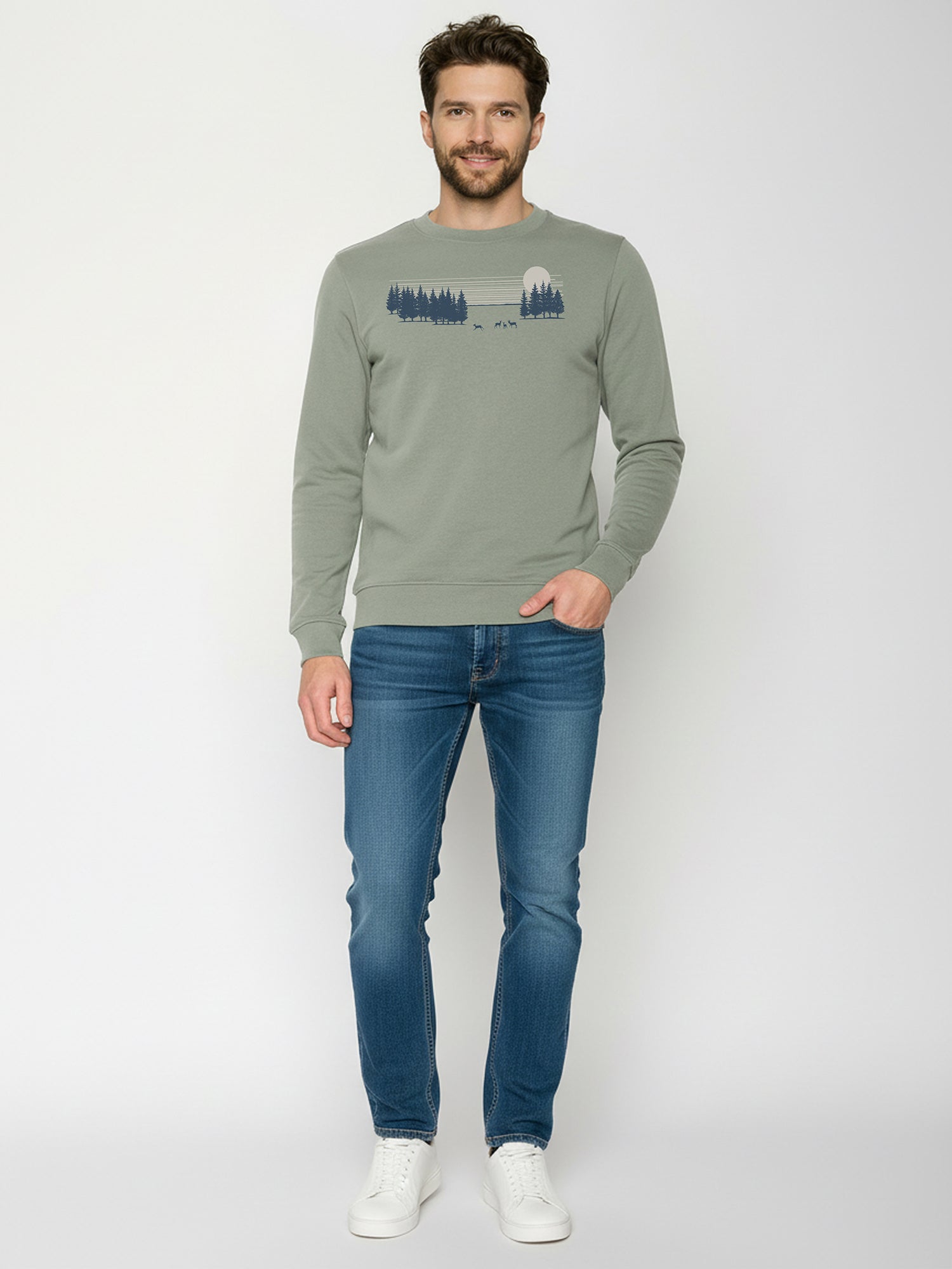 Moos Mint: Gemütliches Sweatshirt aus Bio-Baumwolle für Herren [26105]
