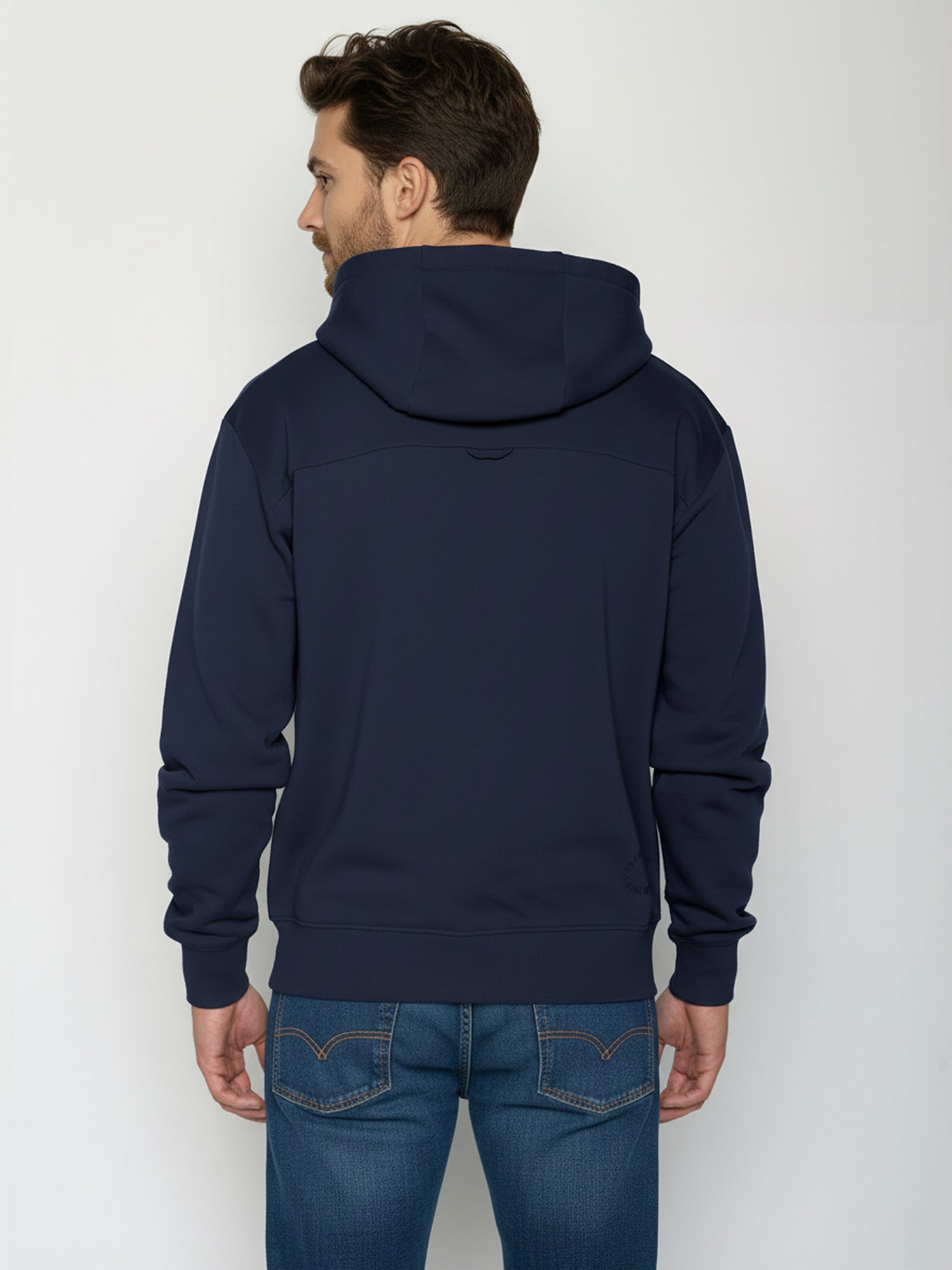 Navy: Gemütlicher Hoodie aus Bio-Baumwolle für Herren [26147]