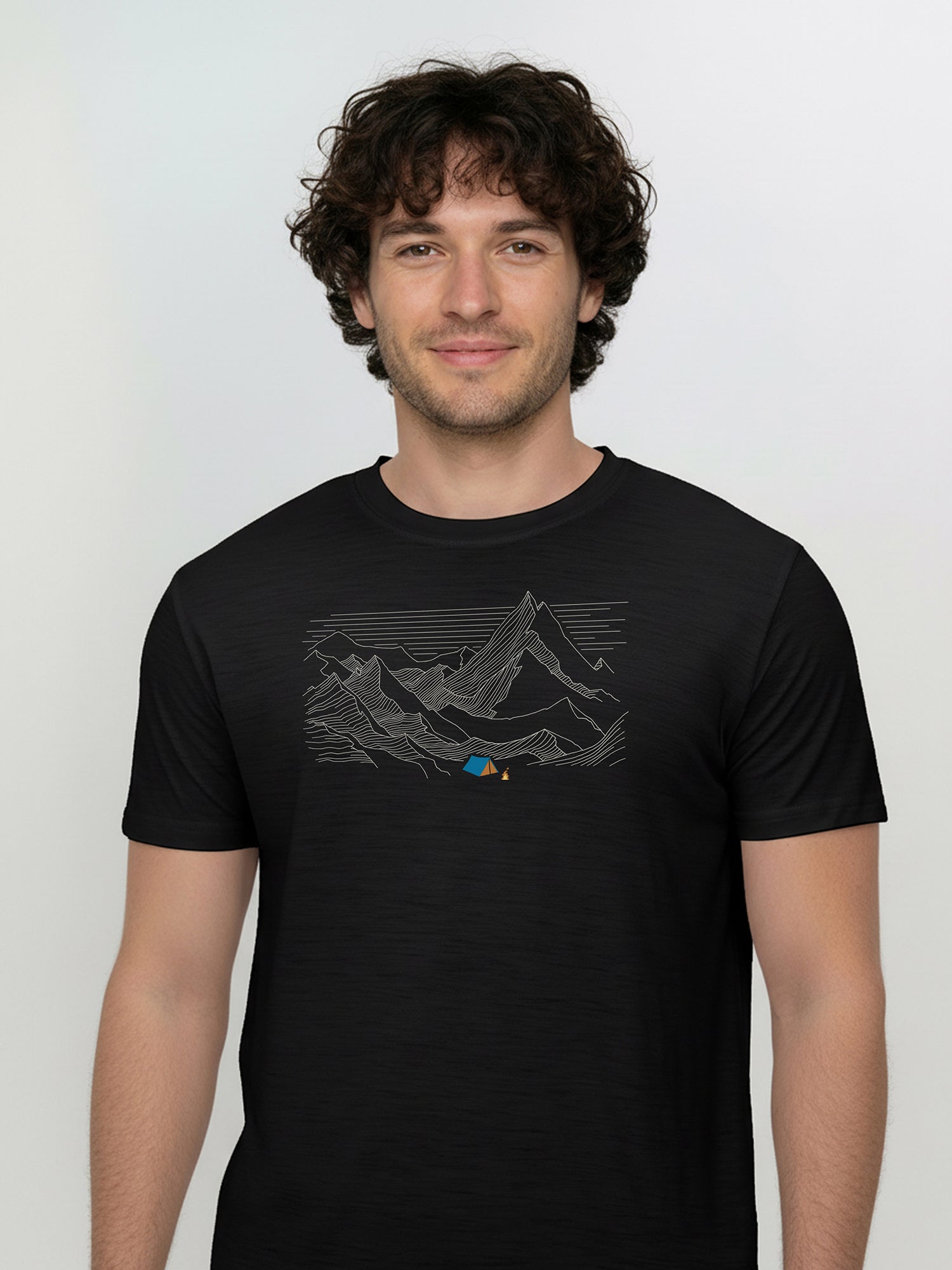Black: Funktionales T-Shirt aus Merino-Wolle für Herren [26205]