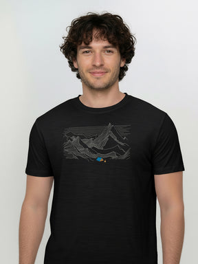 Black: Funktionales T-Shirt aus Merino-Wolle für Herren [26205]