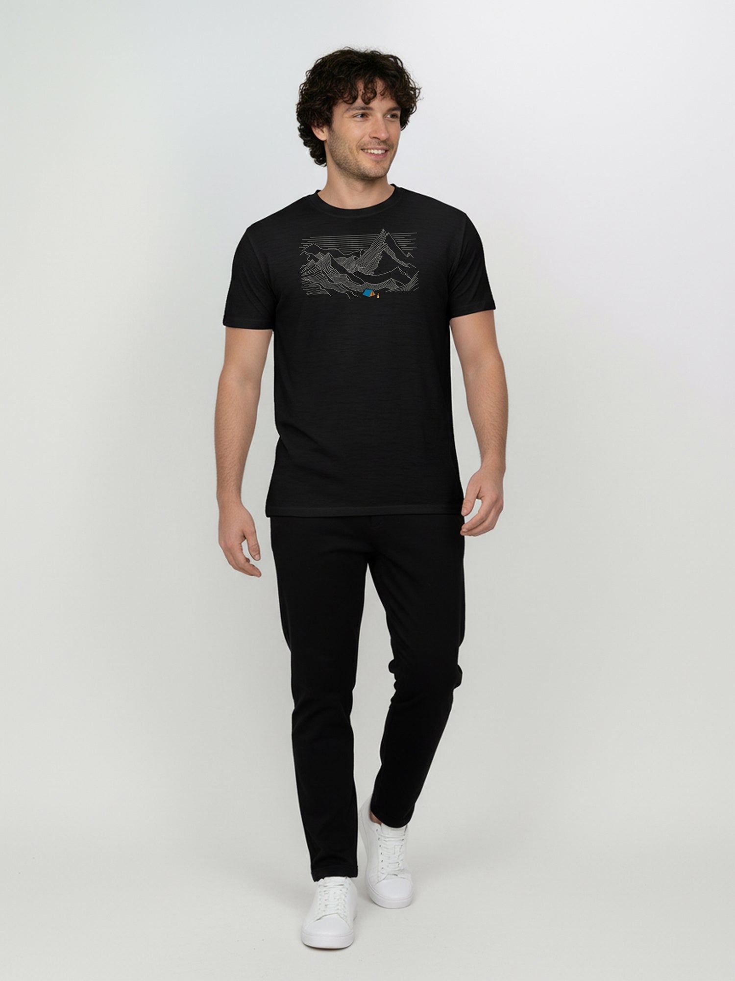 Black: Funktionales T-Shirt aus Merino-Wolle für Herren [26206]