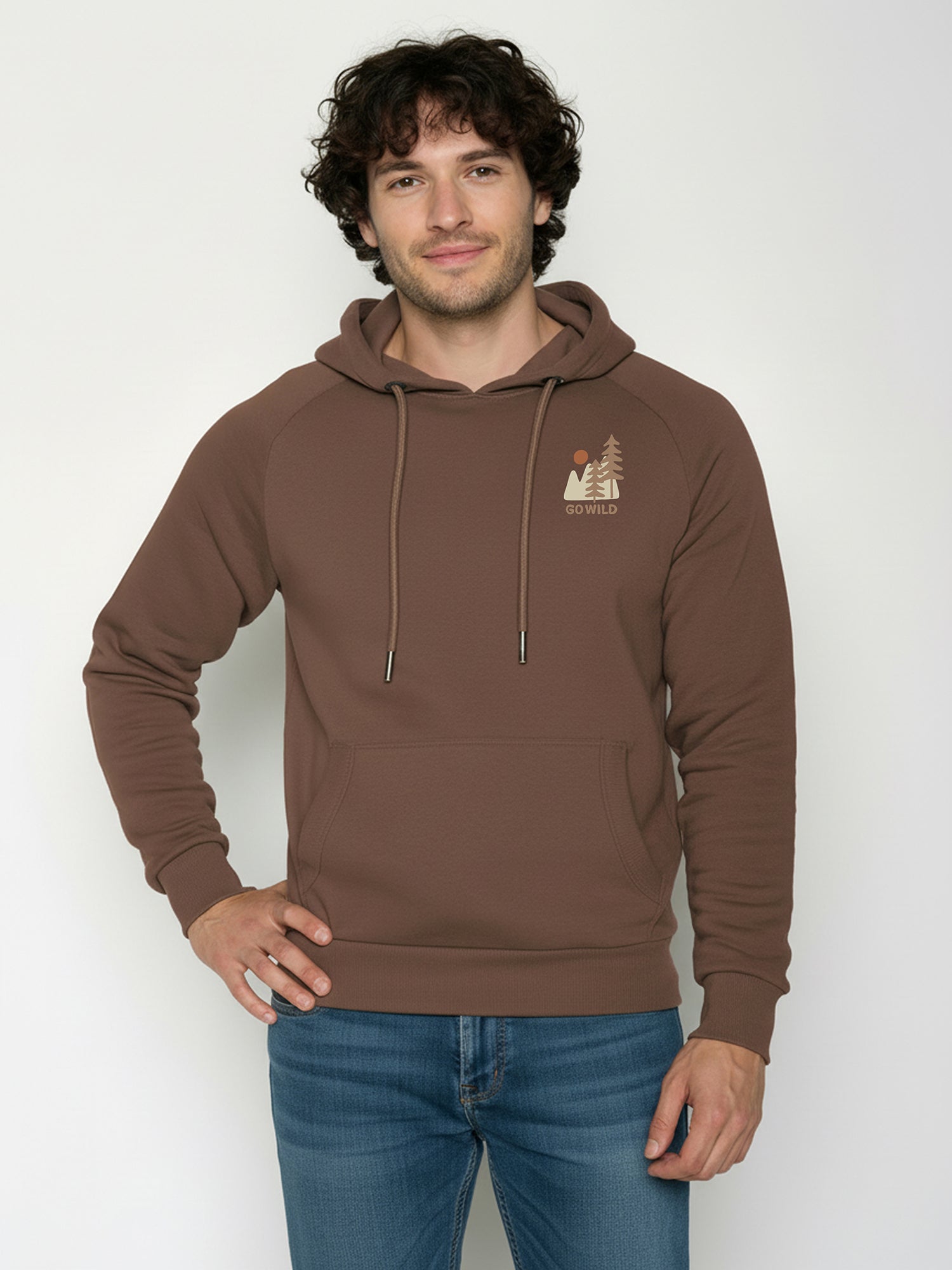 Earth Wood: Hoodie aus Bio-Baumwolle mit Raglan-Arm für Herren [26209]