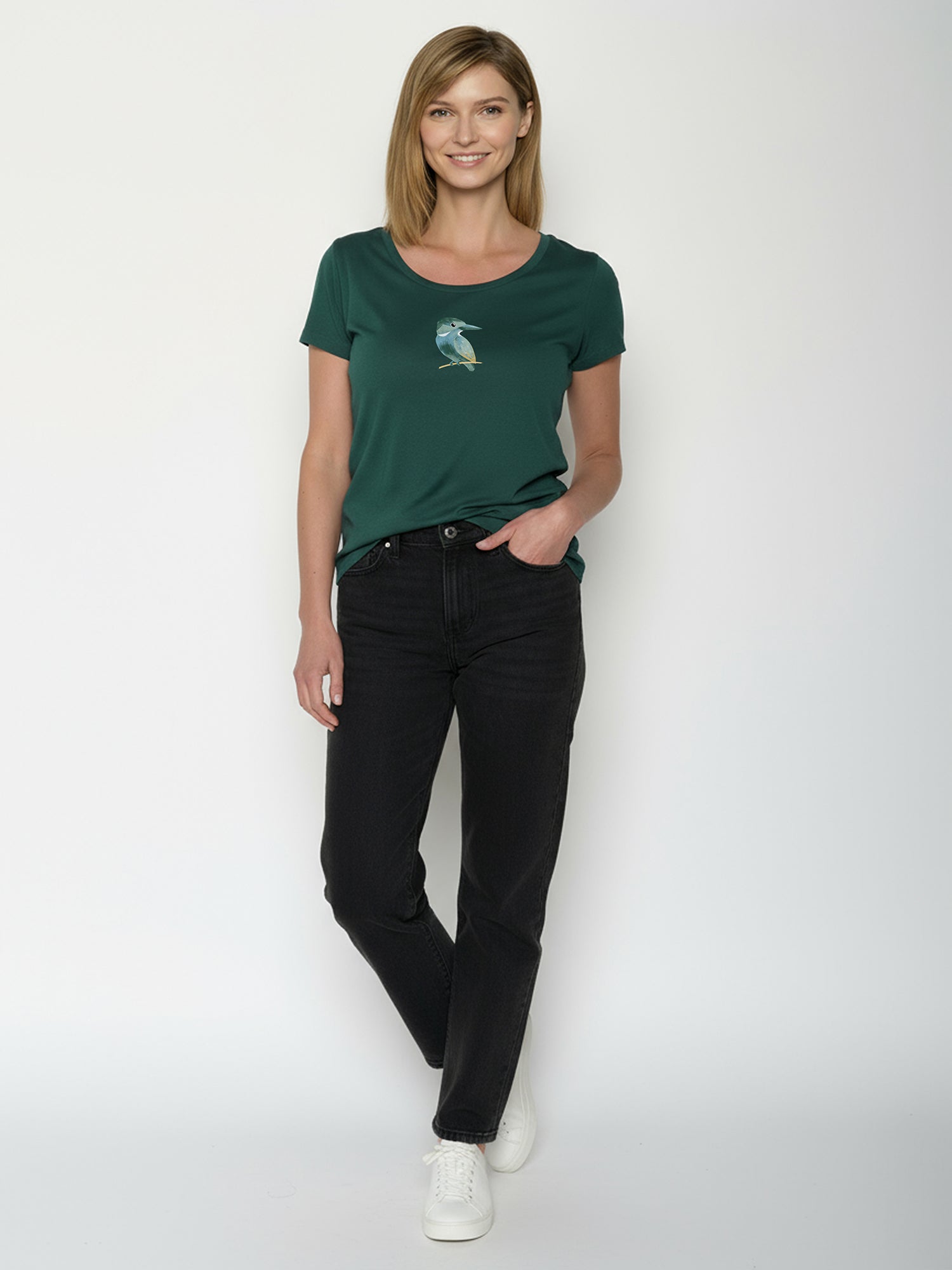 Petrol Green: Sportliches T-Shirt aus Bio-Baumwolle für Damen [26236]