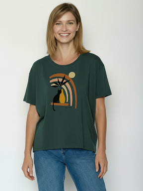 Petrol Green: Lässiges T-Shirt aus Bio-Baumwoll-Mix für Damen [26254]