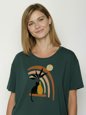 Petrol Green: Lässiges T-Shirt aus Bio-Baumwoll-Mix für Damen [26255]