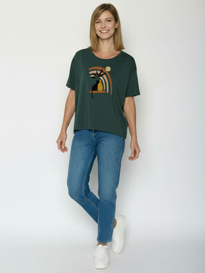Petrol Green: Lässiges T-Shirt aus Bio-Baumwoll-Mix für Damen [26256]