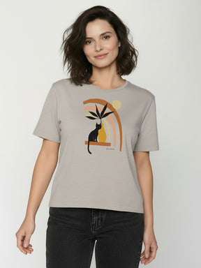 Sandstone: Kastiges T-Shirt aus Bio-Baumwolle für Damen [26265]