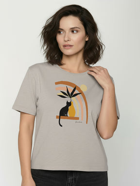 Sandstone: Kastiges T-Shirt aus Bio-Baumwolle für Damen [26266]
