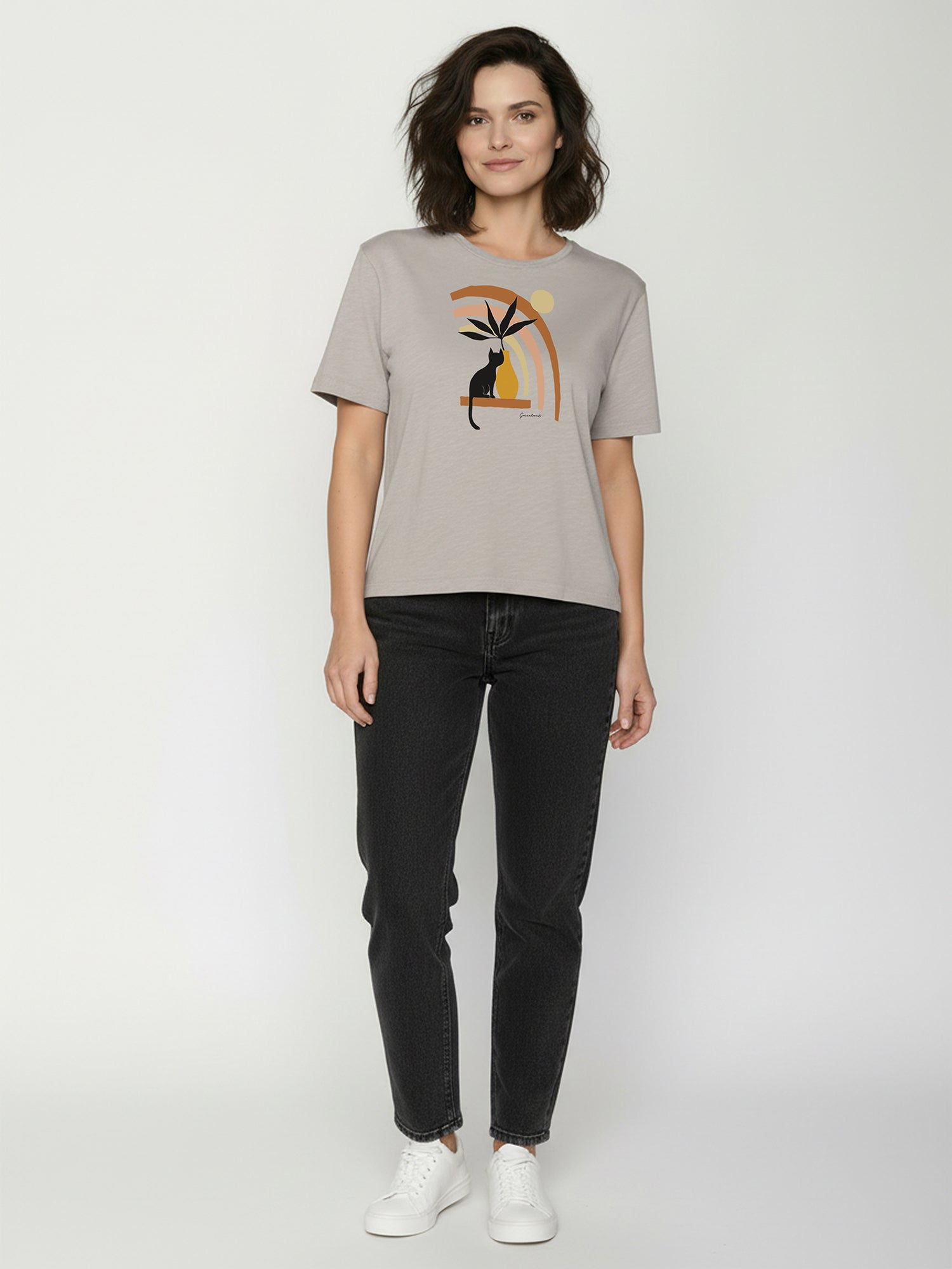 Sandstone: Kastiges T-Shirt aus Bio-Baumwolle für Damen [26267]